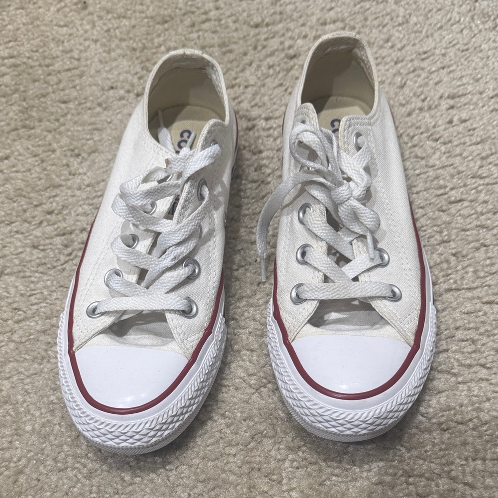 Converse White Sneakers with Red Trim